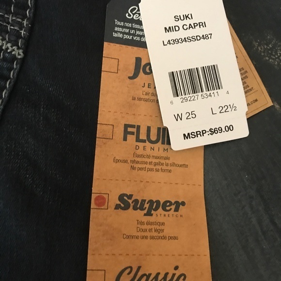 NWT Silver Jeans đź‘– SUKI Mid Capri 25 - Picture 5 of 6